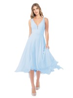 Chiffon Midi Length Keyhole Back Homecoming Dress