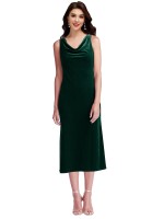 Cowl Neck Velvet Midi Length Homecoming Dress